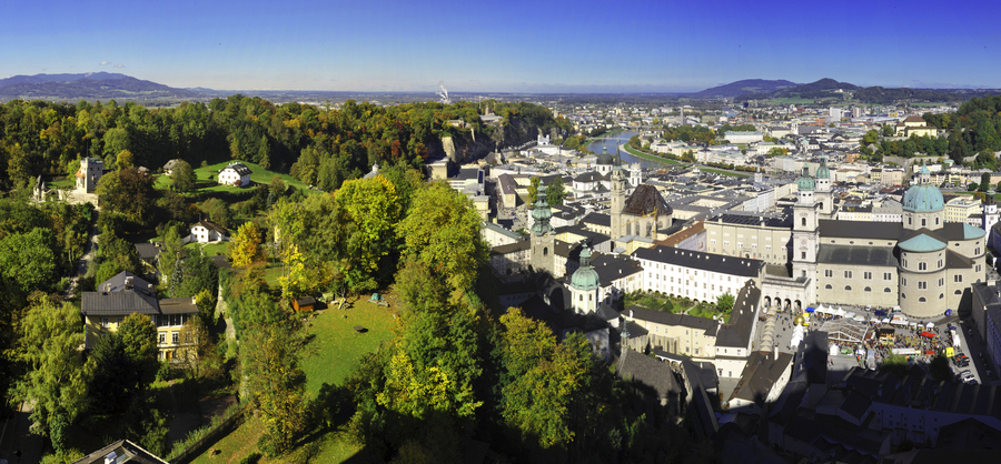 View of Salzburg Old Town and country from the fortress